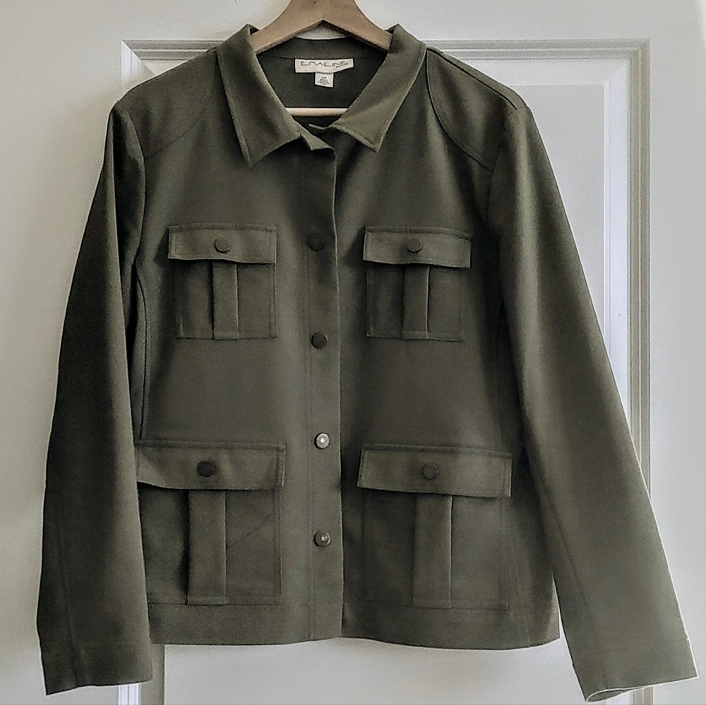 Large 12 petite Olive Green Jacket